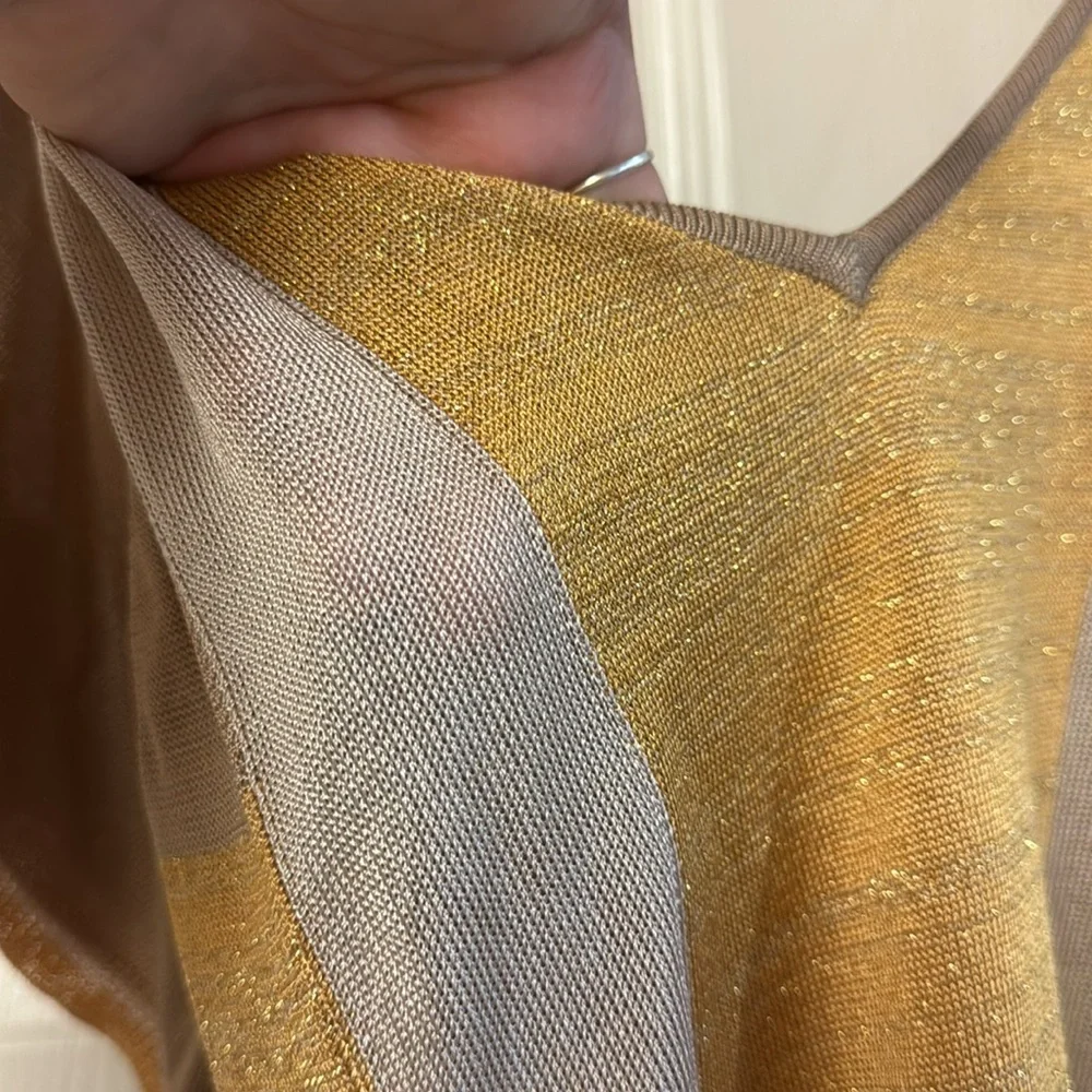 Bebe tan gold v neck short sleeve bodycon stretchy sweater tunic top dress L - Picture 4 of 11